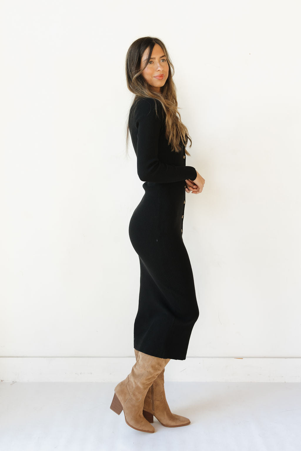 madielle long sleeve knit dress