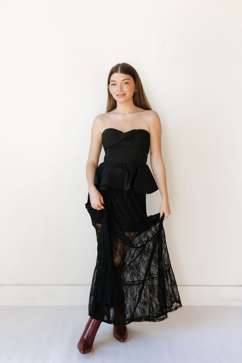 laced in petals maxi skirt