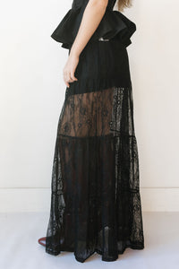 laced in petals maxi skirt