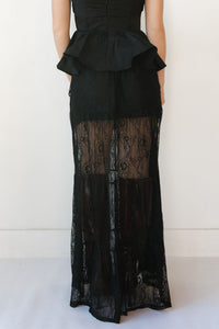 laced in petals maxi skirt