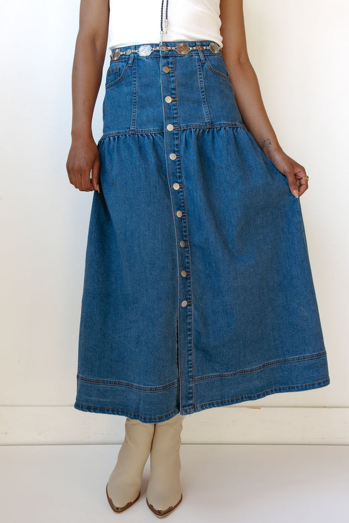 sunday buttondown denim skirt