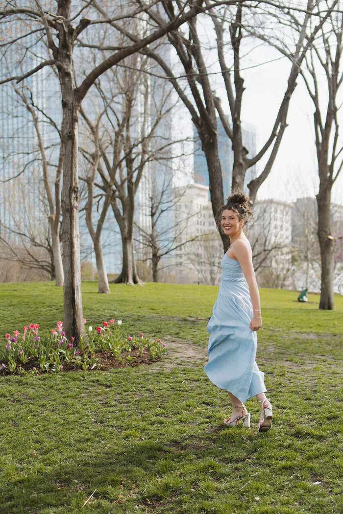 lyla smocked maxi dress