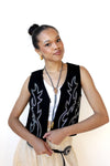 alexandra denim embroidered vest