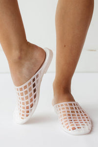 White slip-on jelly shoes 
