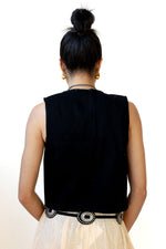 alexandra denim embroidered vest