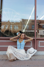 fawn lace maxi skirt