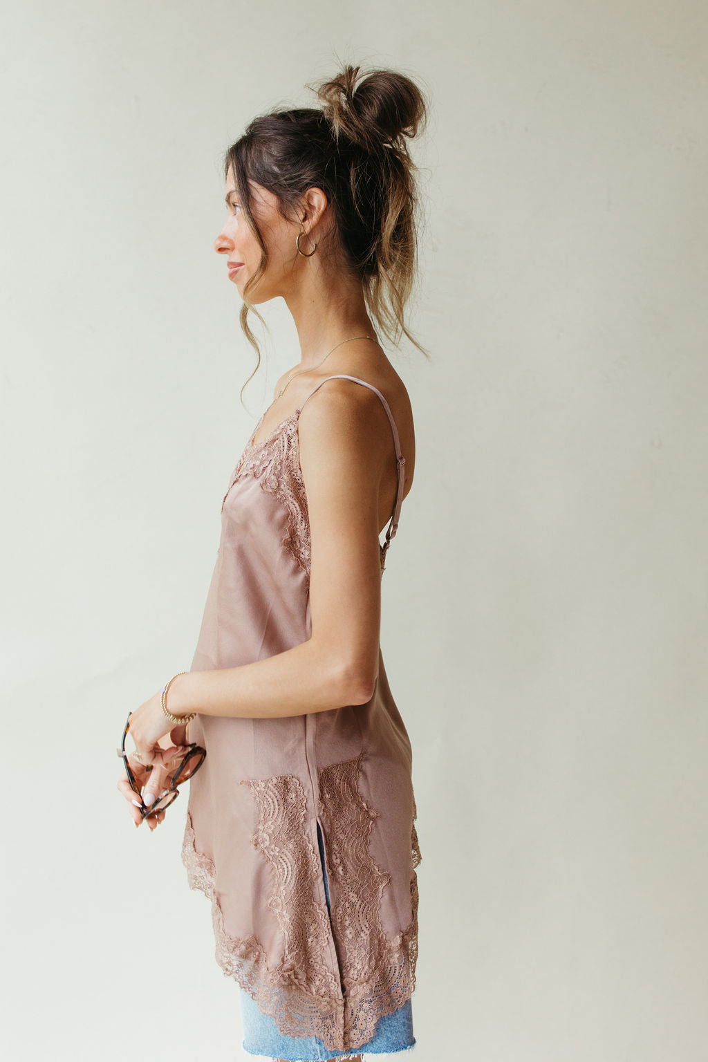 camille asymmetrical hem lace cami