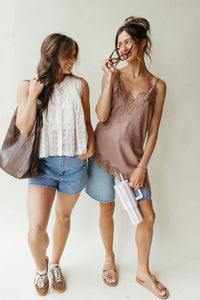 camille asymmetrical hem lace cami