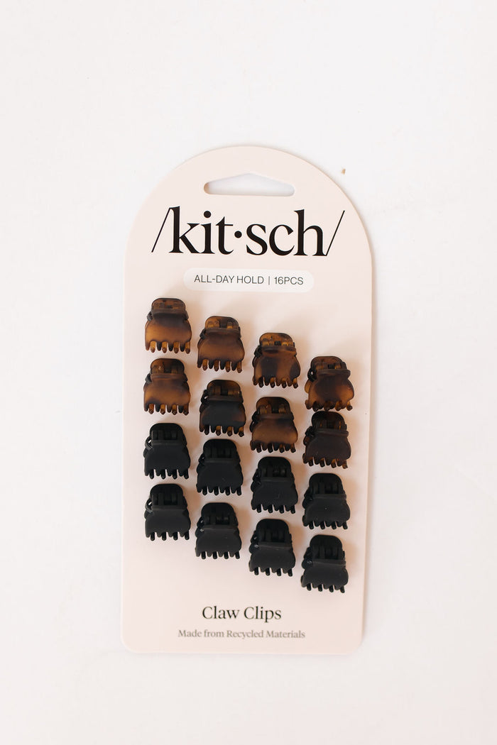 eco-friendly plastic mini claw clips 16pc- black & tort