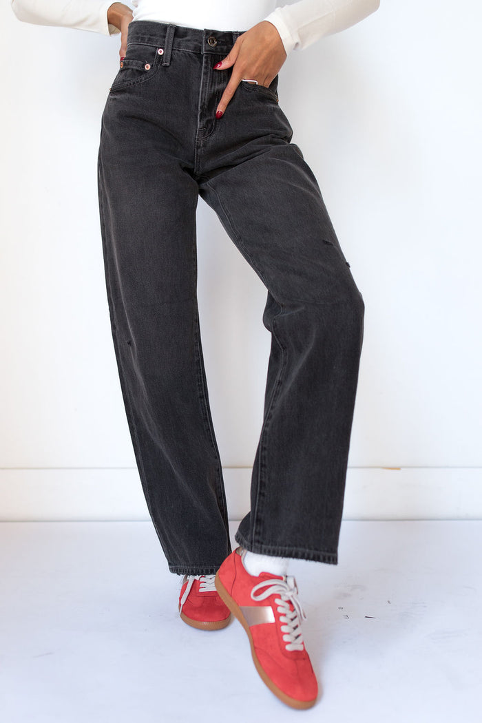 mode, lexi mid rise bowed straight jean