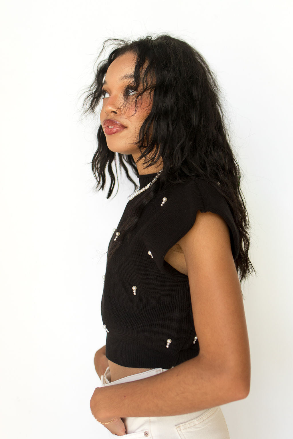 mode, winona embellished knit top