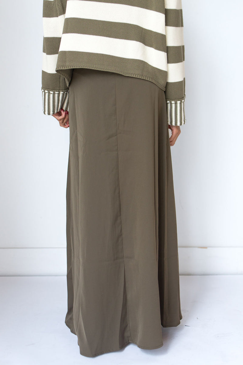mode, button me up satin skirt