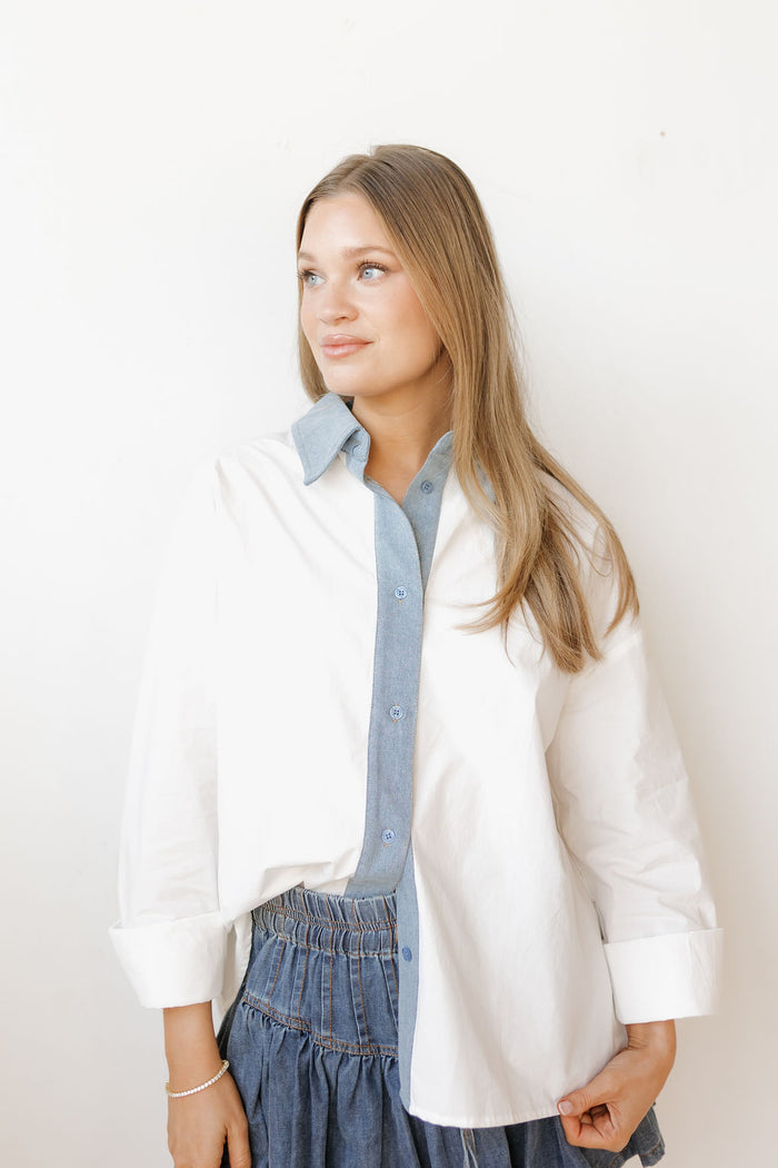 bailee demin collar button down