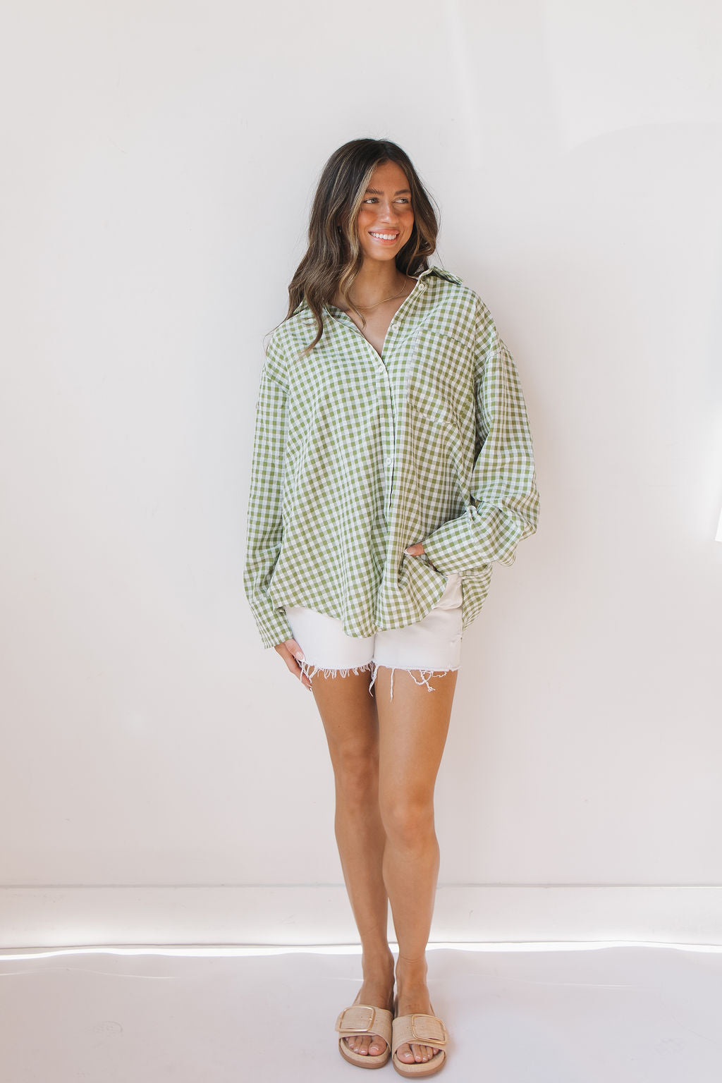 oversized gingham top