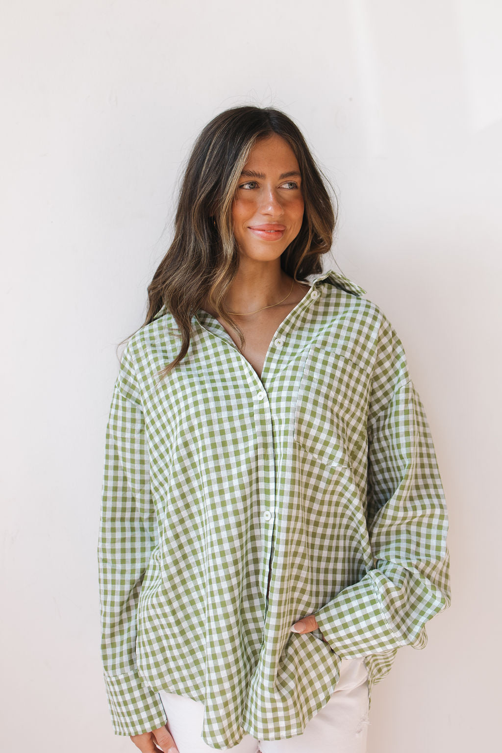 oversized gingham top