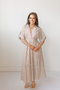 augustine striped midi dress
