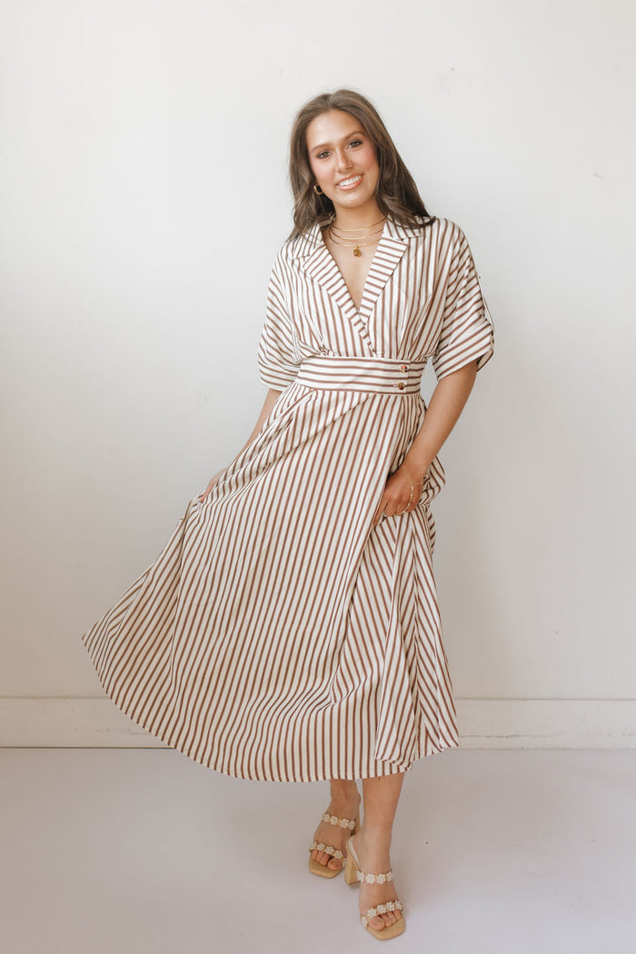 augstine striped midi dress