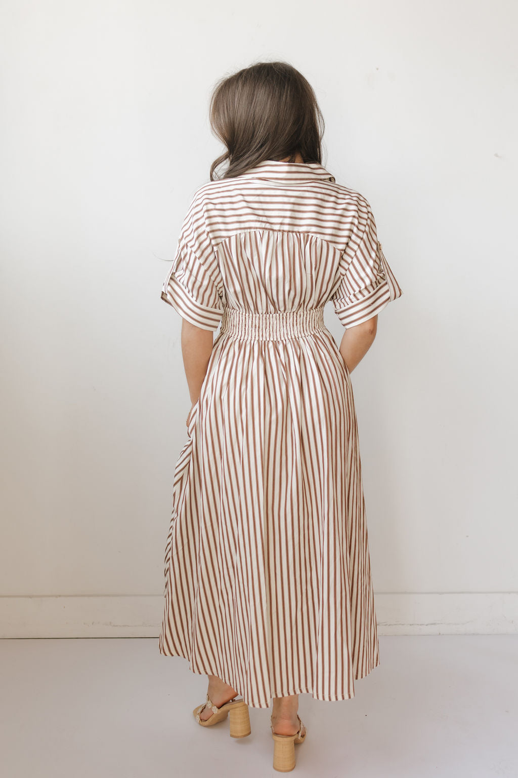 augustine striped midi dress