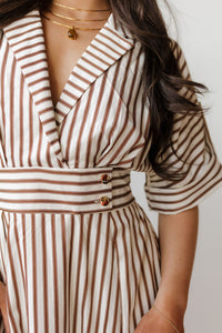 augustine striped midi dress