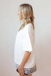 sloan floral lace asymmetrical tee