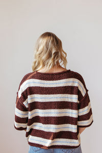 adrian striped 3/4 sleeve sweater