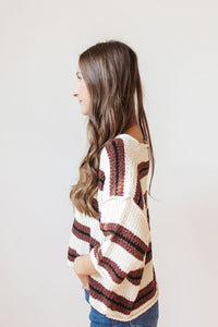adrian striped 3/4 sleeve sweater