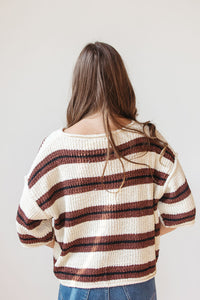 adrian striped 3/4 sleeve sweater