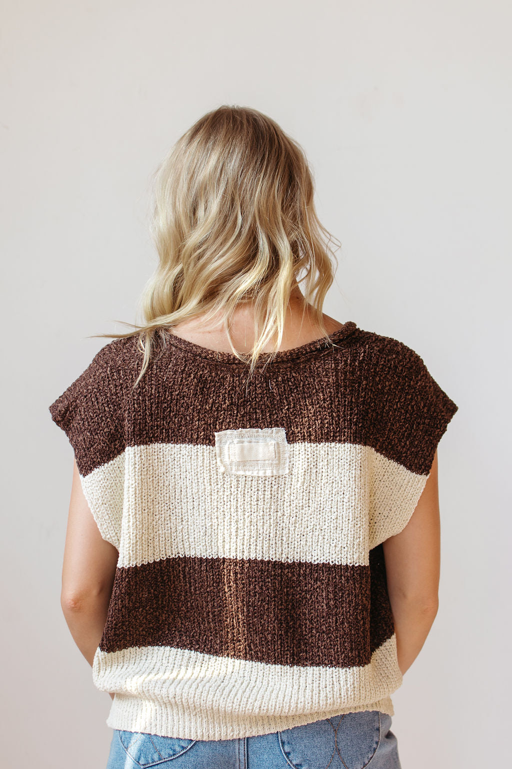 megan sleeveless striped sweater