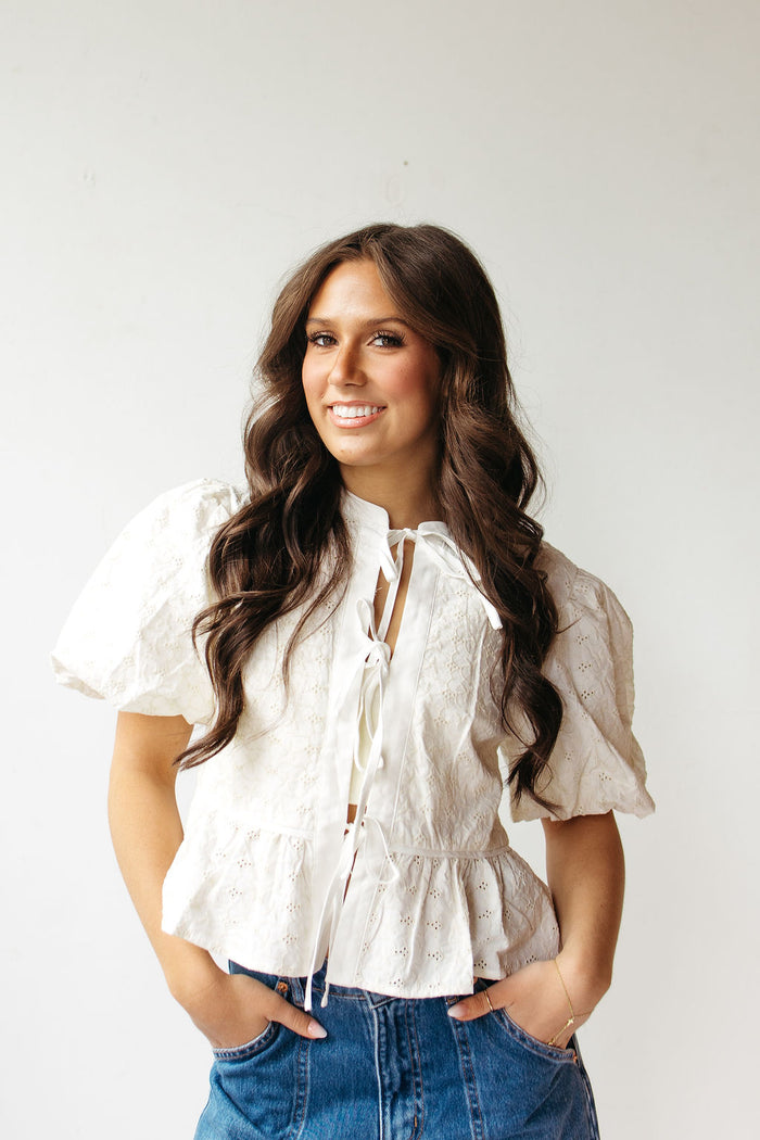 misty eyelet bow top