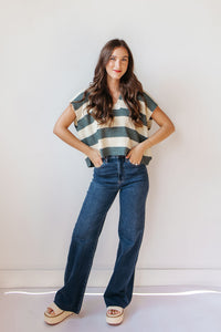 nataly split neck striped sweater