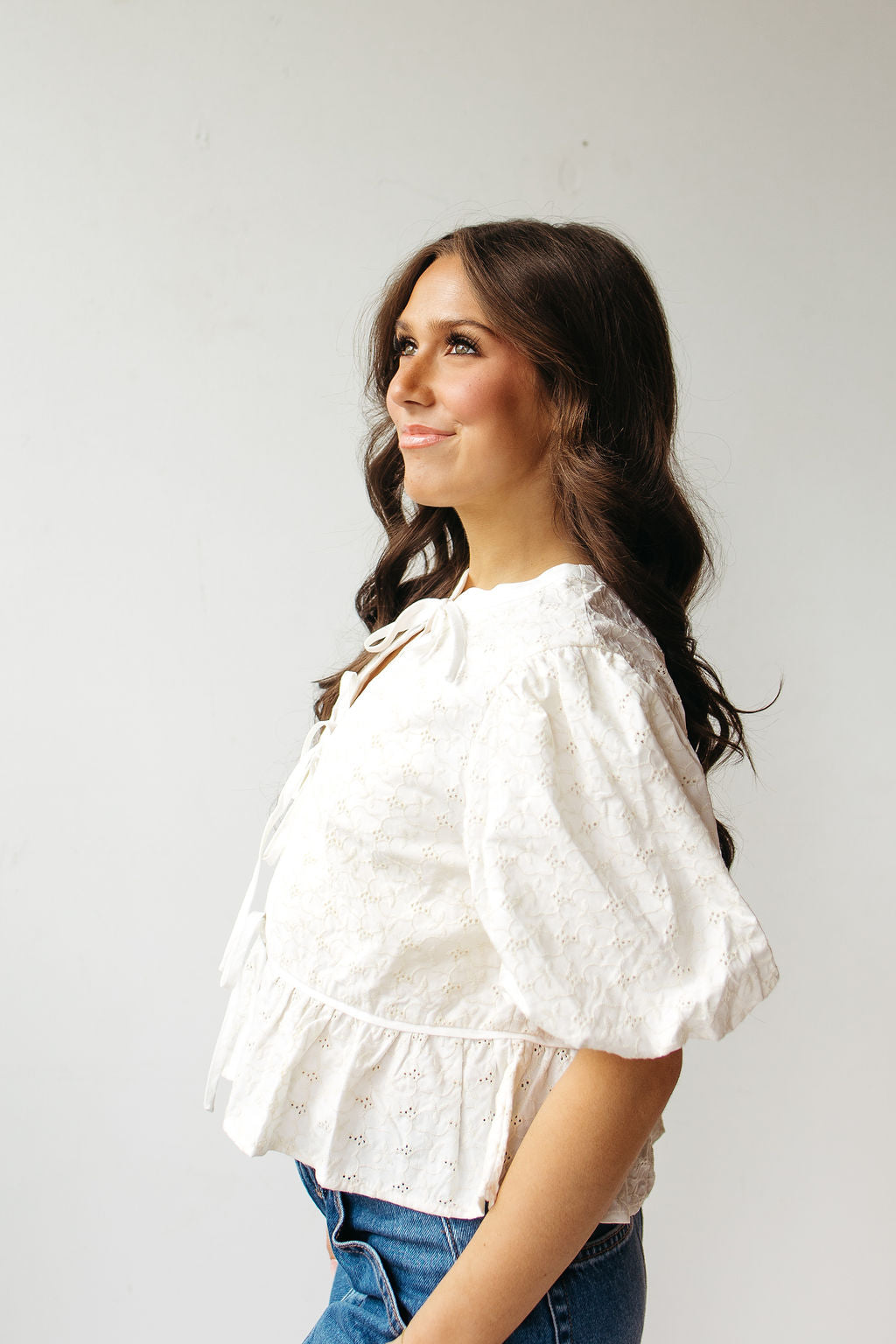 misty eyelet bow top