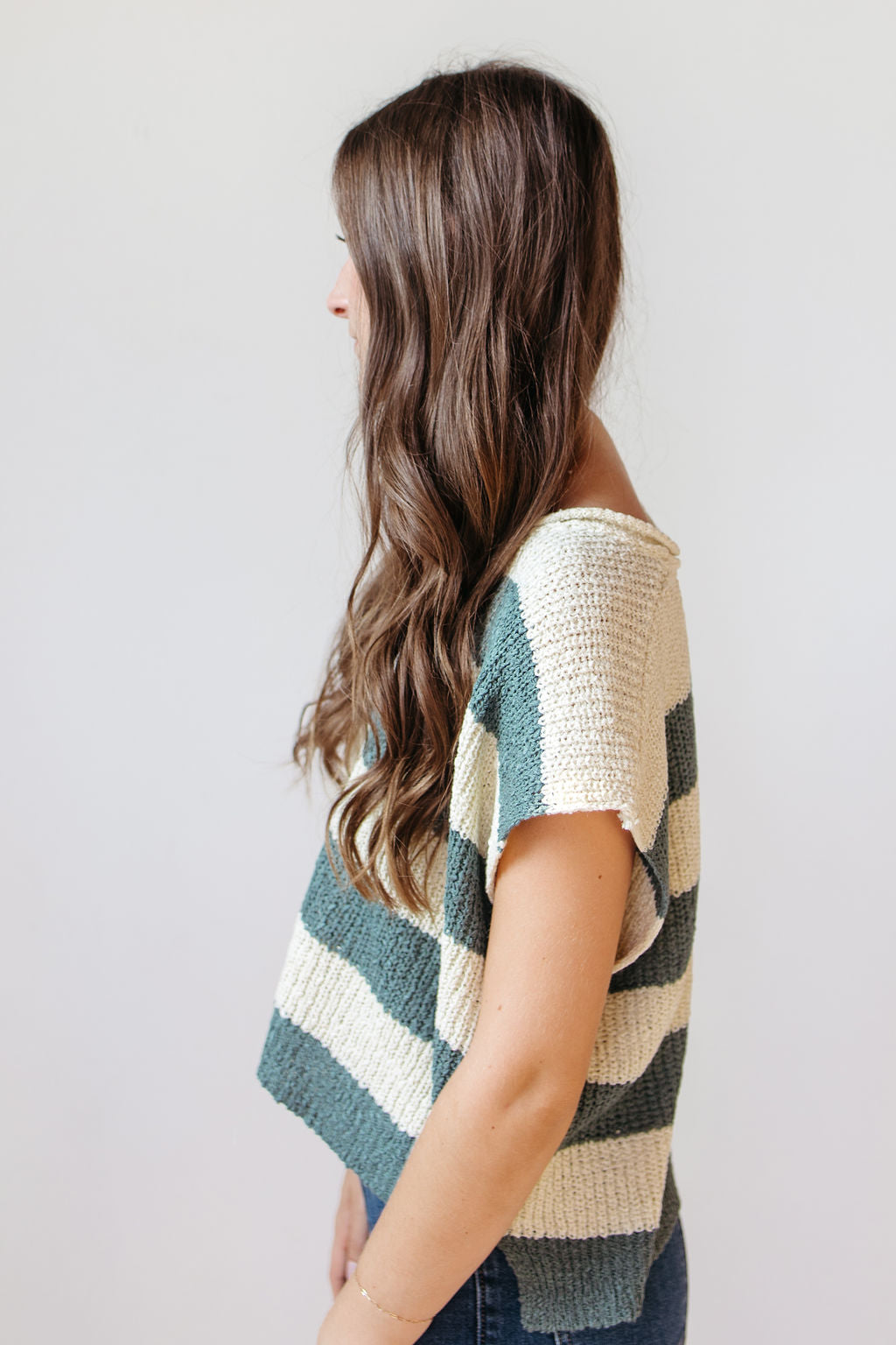 nataly split neck striped sweater