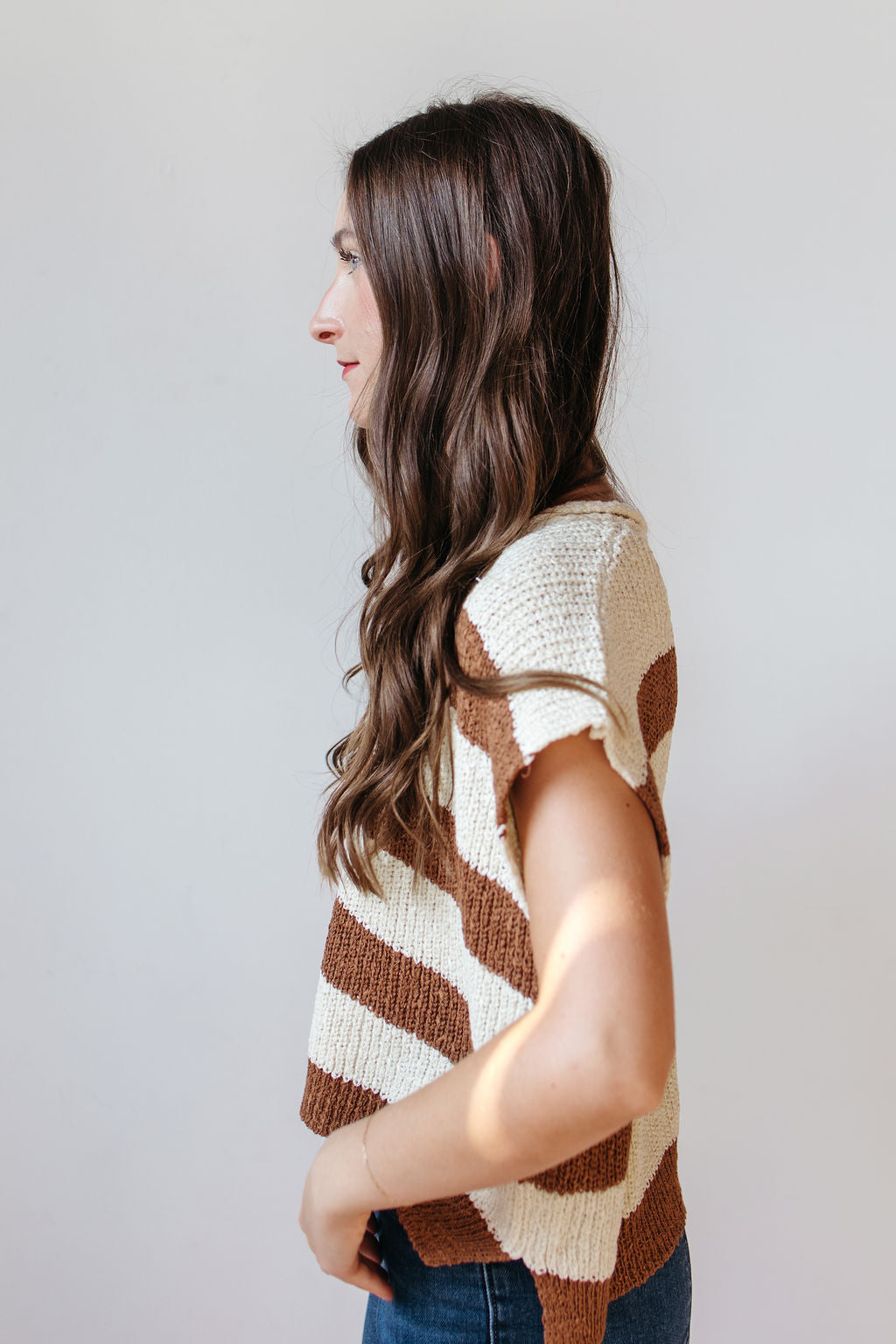 nataly split neck striped sweater