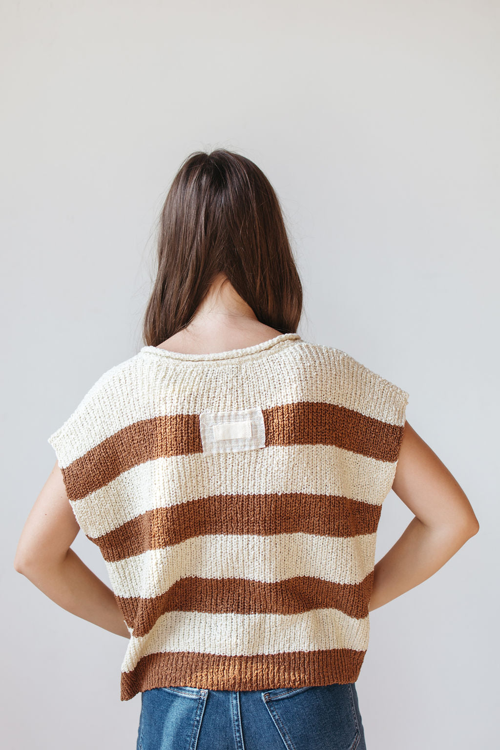 nataly split neck striped sweater
