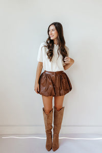 autumn leather bubble skort