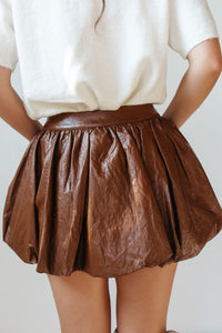 autumn leather bubble skort