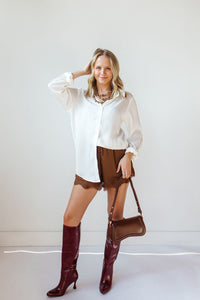stella lace trim satin shorts