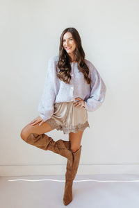 stella lace trim satin shorts