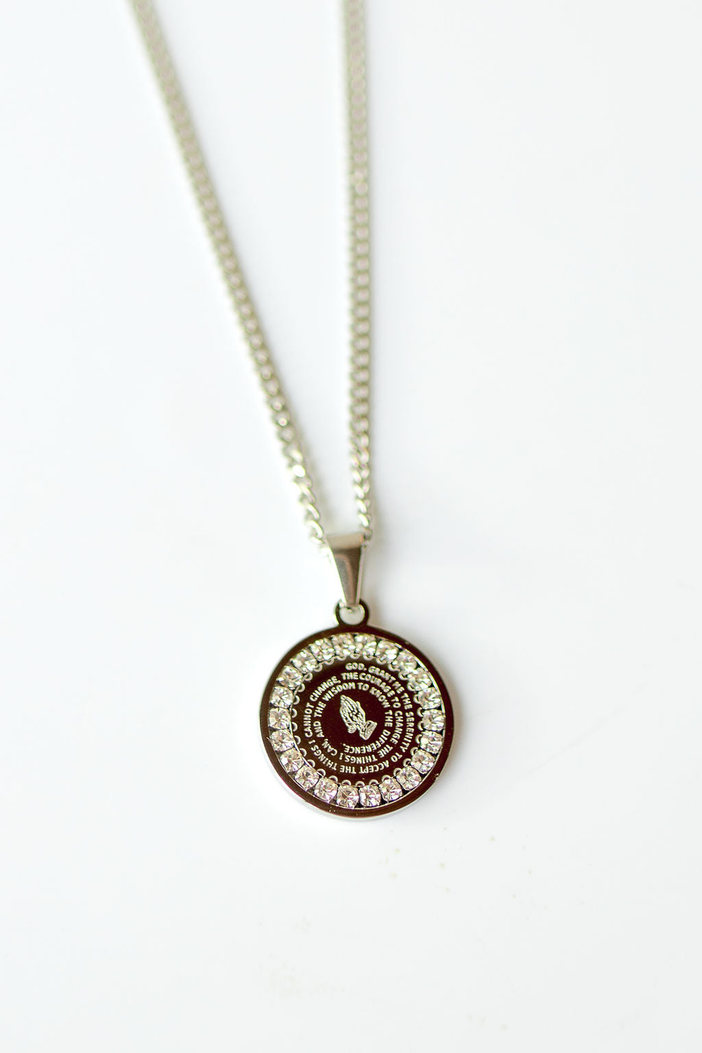 mode, prayer warrior necklace - silver