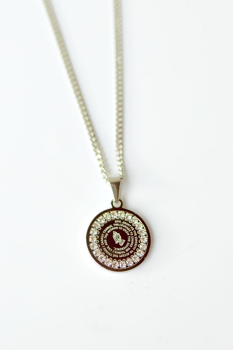 mode, prayer warrior necklace - silver