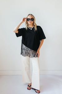 sloan floral lace asymmetrical tee
