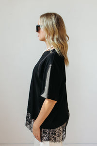 sloan floral lace asymmetrical tee