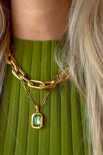 mode, gemma necklace, green