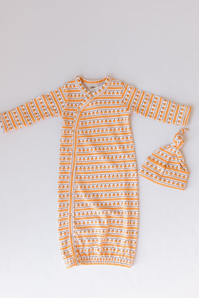 sweet pumpkin stripe organic gown