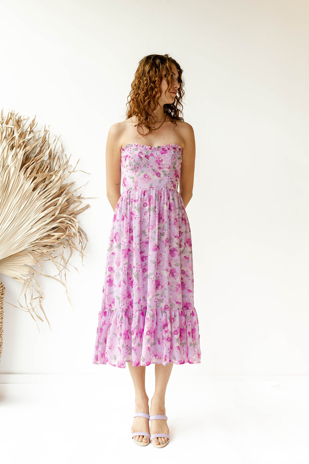 mode, juliette strapless midi dress