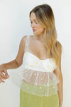 mode, leilani ruffled mesh top