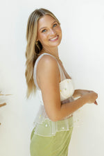 mode, leilani ruffled mesh top