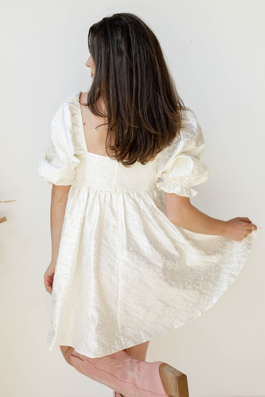 mode, pearl mini dress