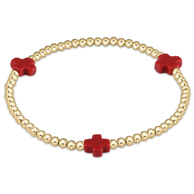 signature cross gold pattern 3mm bead bracelet
