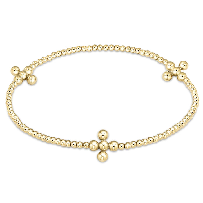 signature cross gold pattern 2mm bead bracelet - classic beaded